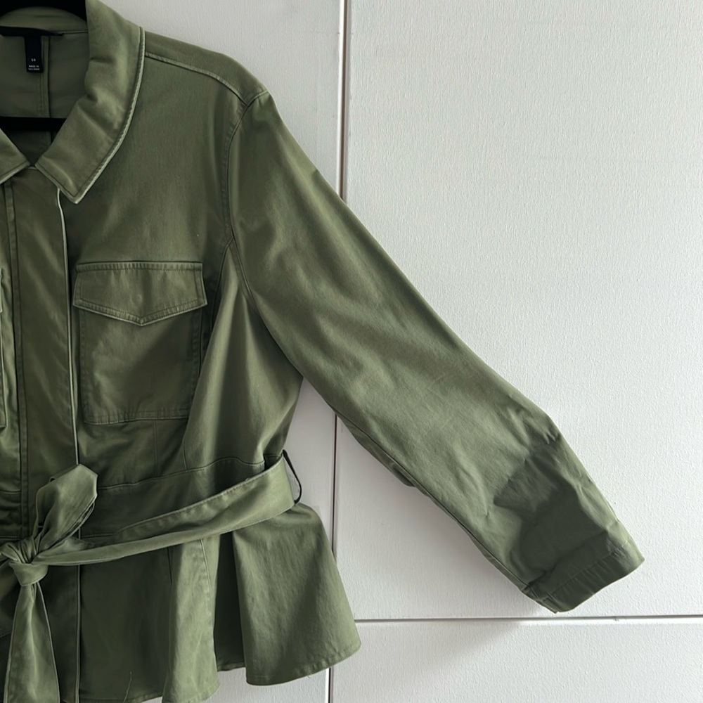 2. Lane Bryant Woman’s Jacket with Peplum waist, zip and snap closure, and belt - Picture 7 of 16